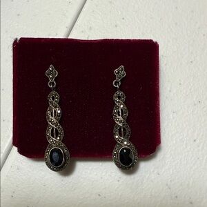 Elegant Black and Silver Drop Earrings